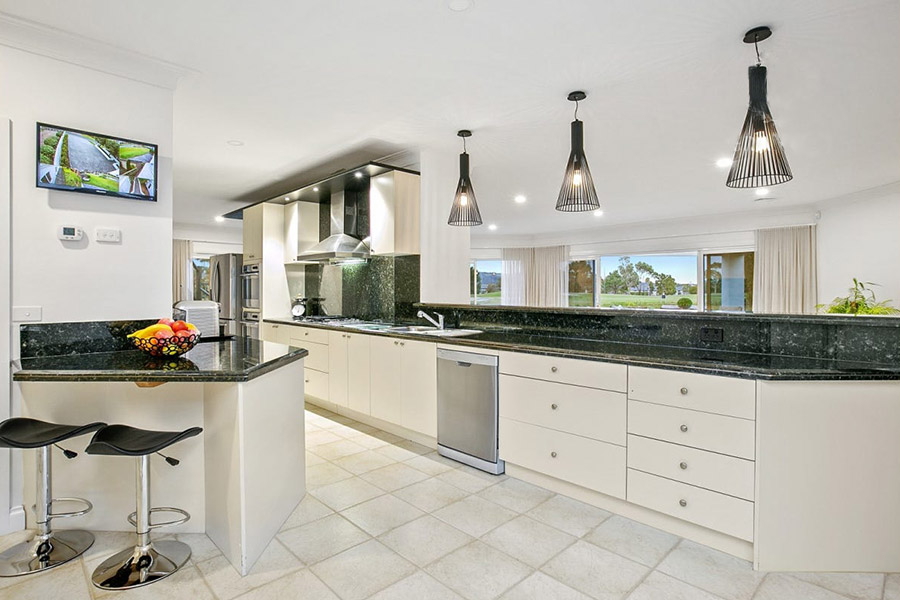 Gourmet, galley style kitchen